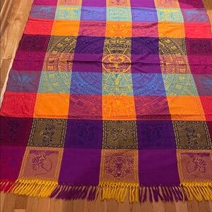 Vibrant Multicolor Aztec Tapestry Throw